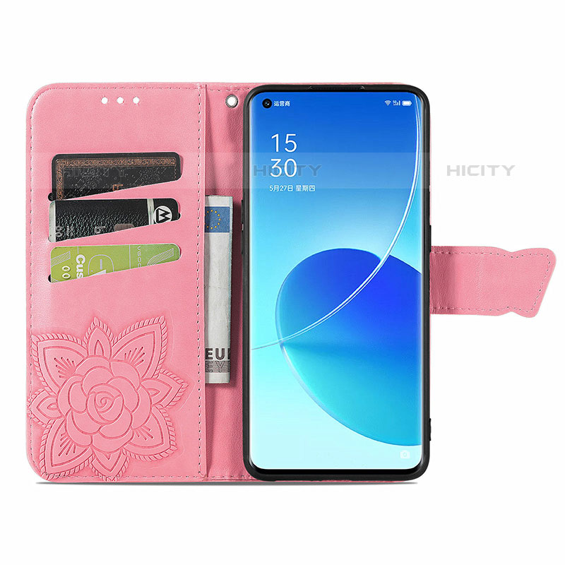 Funda de Cuero Cartera con Soporte Mariposa Carcasa para Oppo Reno6 Pro 5G