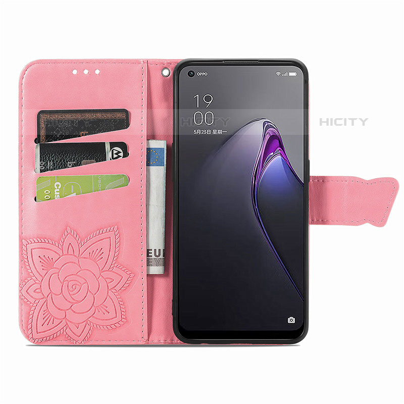 Funda de Cuero Cartera con Soporte Mariposa Carcasa para Oppo Reno9 5G