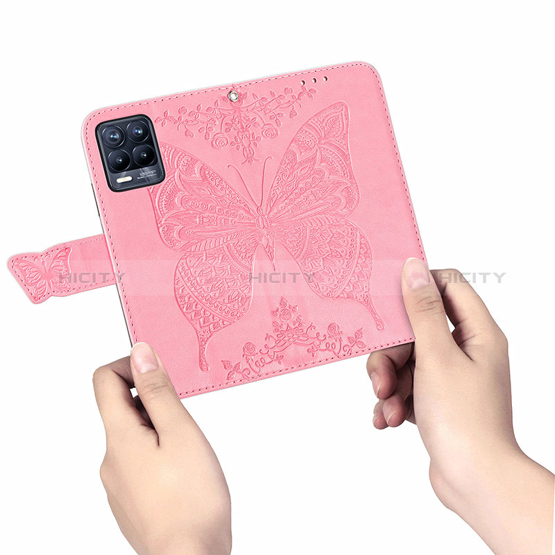 Funda de Cuero Cartera con Soporte Mariposa Carcasa para Realme 8 4G