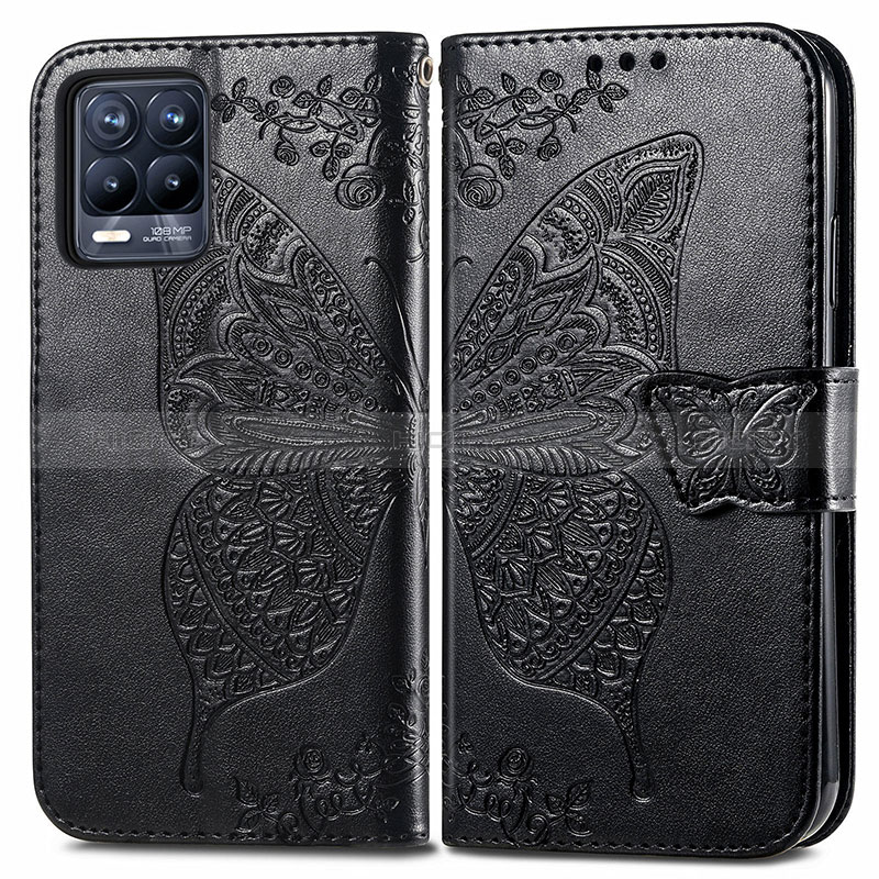 Funda de Cuero Cartera con Soporte Mariposa Carcasa para Realme 8 4G