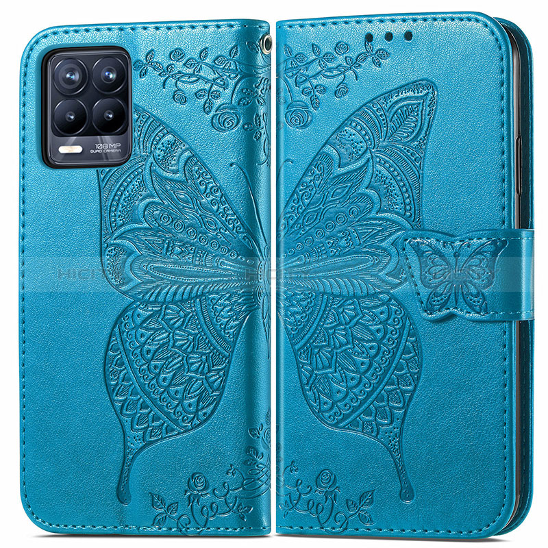 Funda de Cuero Cartera con Soporte Mariposa Carcasa para Realme 8 4G