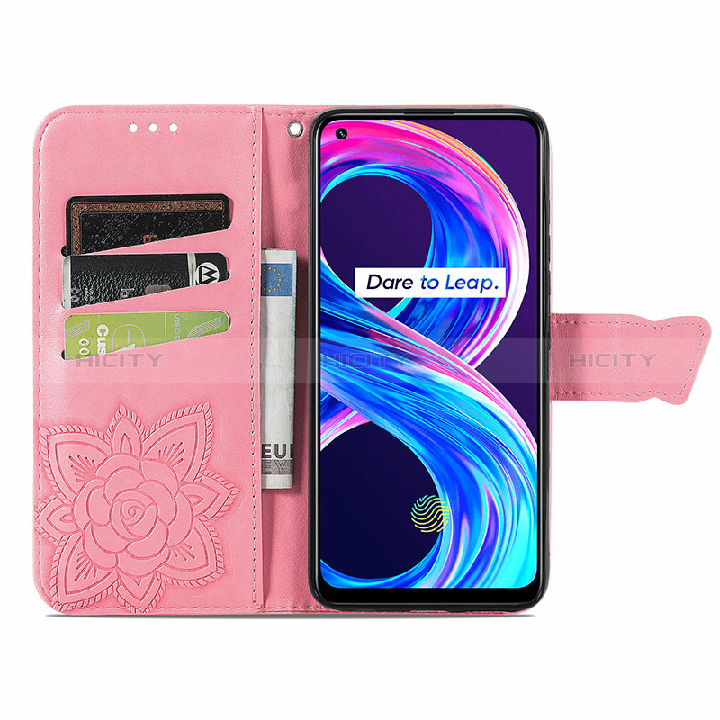 Funda de Cuero Cartera con Soporte Mariposa Carcasa para Realme 8 4G