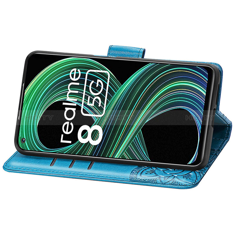 Funda de Cuero Cartera con Soporte Mariposa Carcasa para Realme 8 5G