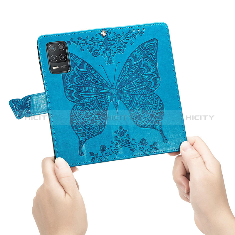 Funda de Cuero Cartera con Soporte Mariposa Carcasa para Realme 8 5G