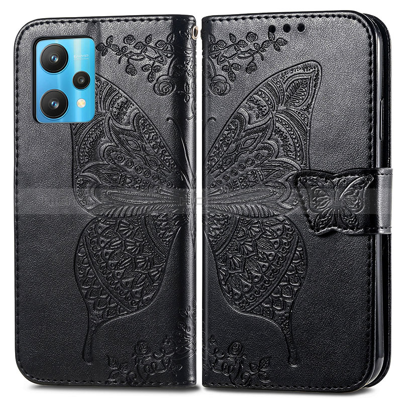 Funda de Cuero Cartera con Soporte Mariposa Carcasa para Realme 9 Pro 5G Negro