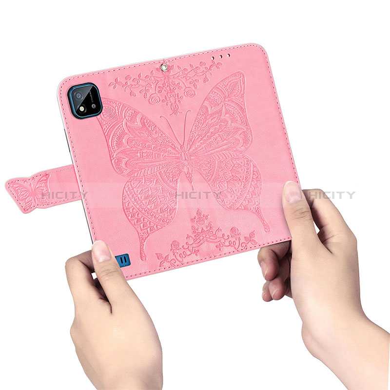 Funda de Cuero Cartera con Soporte Mariposa Carcasa para Realme C11 (2021)