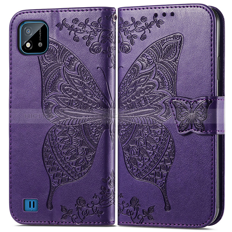 Funda de Cuero Cartera con Soporte Mariposa Carcasa para Realme C11 (2021)