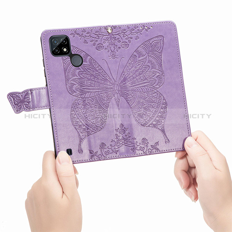 Funda de Cuero Cartera con Soporte Mariposa Carcasa para Realme C21Y