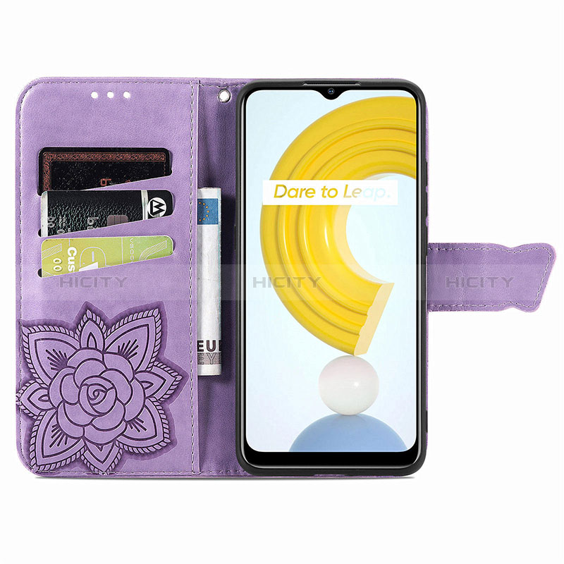 Funda de Cuero Cartera con Soporte Mariposa Carcasa para Realme C21Y