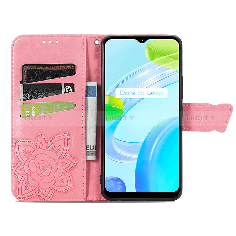 Funda de Cuero Cartera con Soporte Mariposa Carcasa para Realme C30