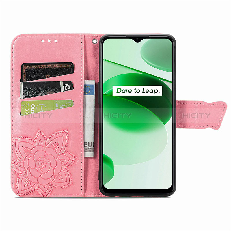 Funda de Cuero Cartera con Soporte Mariposa Carcasa para Realme C35