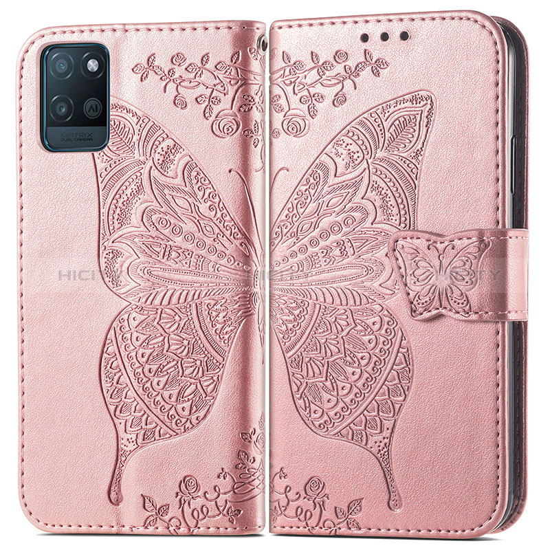 Funda de Cuero Cartera con Soporte Mariposa Carcasa para Realme V11 5G Oro Rosa