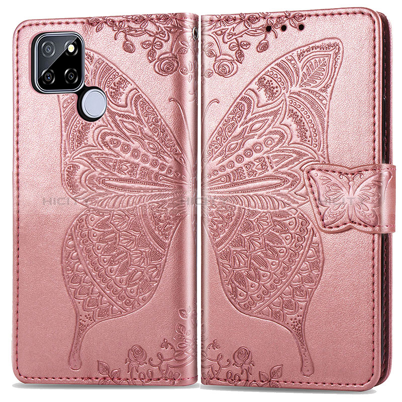 Funda de Cuero Cartera con Soporte Mariposa Carcasa para Realme V3 5G Oro Rosa