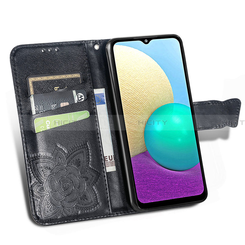 Funda de Cuero Cartera con Soporte Mariposa Carcasa para Samsung Galaxy A02