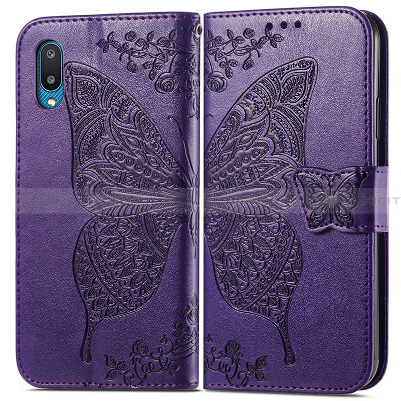 Funda de Cuero Cartera con Soporte Mariposa Carcasa para Samsung Galaxy A02