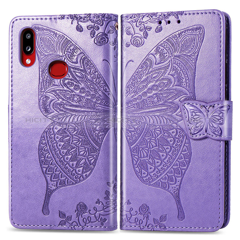 Funda de Cuero Cartera con Soporte Mariposa Carcasa para Samsung Galaxy A10s Purpura Claro