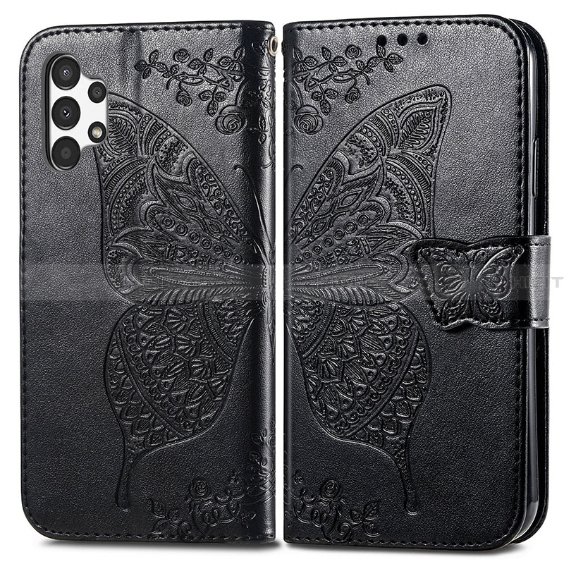 Funda de Cuero Cartera con Soporte Mariposa Carcasa para Samsung Galaxy A13 4G Negro