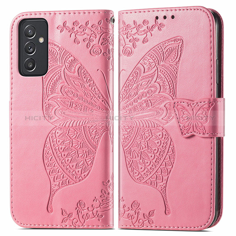 Funda de Cuero Cartera con Soporte Mariposa Carcasa para Samsung Galaxy A15 4G Rosa Roja