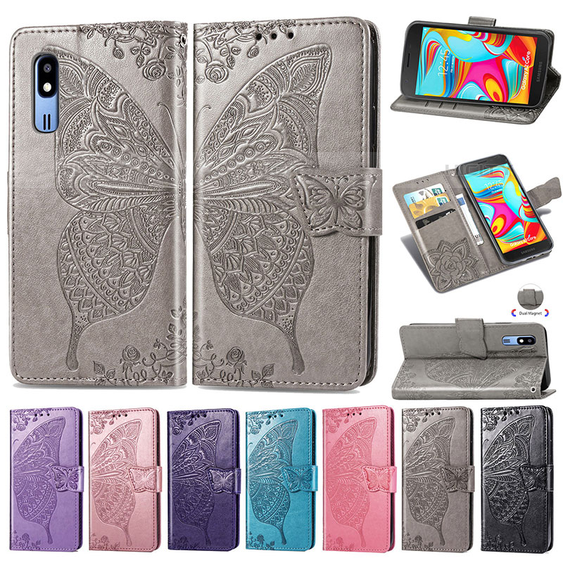 Funda de Cuero Cartera con Soporte Mariposa Carcasa para Samsung Galaxy A2 Core A260F A260G