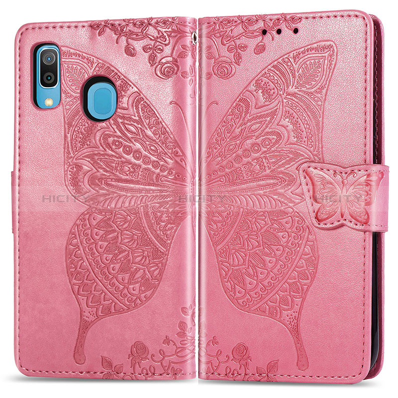 Funda de Cuero Cartera con Soporte Mariposa Carcasa para Samsung Galaxy A20