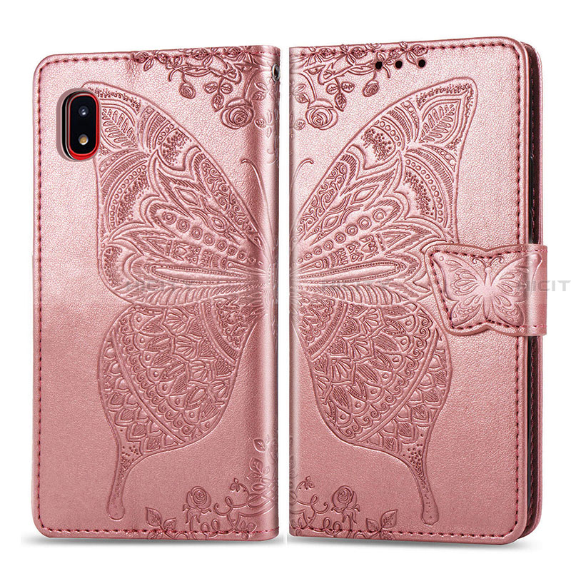 Funda de Cuero Cartera con Soporte Mariposa Carcasa para Samsung Galaxy A20 SC-02M SCV46 Rosa