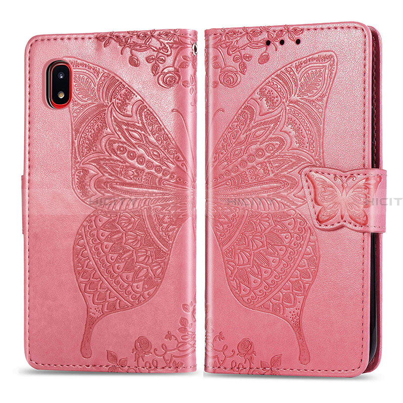 Funda de Cuero Cartera con Soporte Mariposa Carcasa para Samsung Galaxy A20 SC-02M SCV46 Rosa Roja