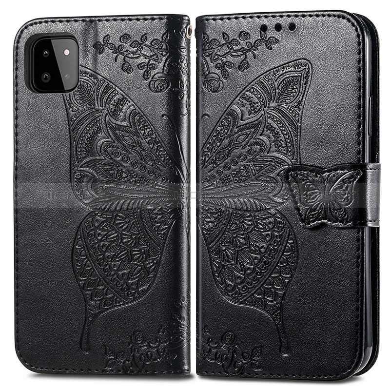 Funda de Cuero Cartera con Soporte Mariposa Carcasa para Samsung Galaxy A22s 5G Negro