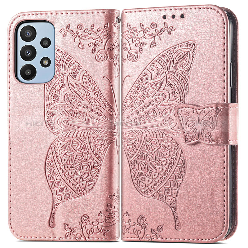 Funda de Cuero Cartera con Soporte Mariposa Carcasa para Samsung Galaxy A23 5G Rosa