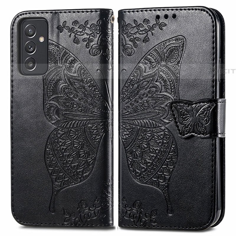 Funda de Cuero Cartera con Soporte Mariposa Carcasa para Samsung Galaxy A24 4G Negro