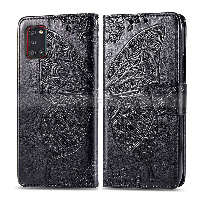 Funda de Cuero Cartera con Soporte Mariposa Carcasa para Samsung Galaxy A31 Negro