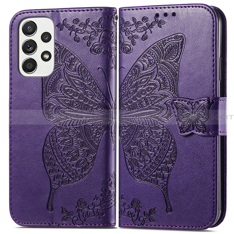 Funda de Cuero Cartera con Soporte Mariposa Carcasa para Samsung Galaxy A33 5G Morado