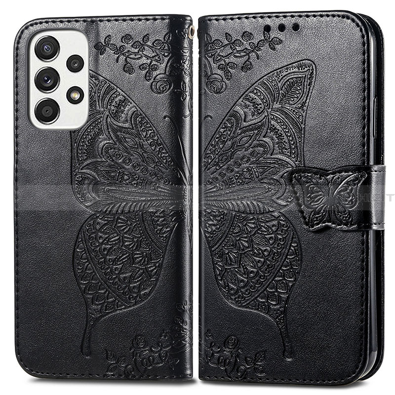 Funda de Cuero Cartera con Soporte Mariposa Carcasa para Samsung Galaxy A33 5G Negro