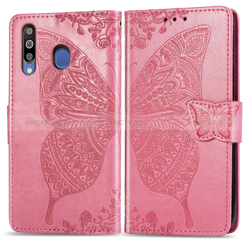 Funda de Cuero Cartera con Soporte Mariposa Carcasa para Samsung Galaxy A40s Rosa Roja