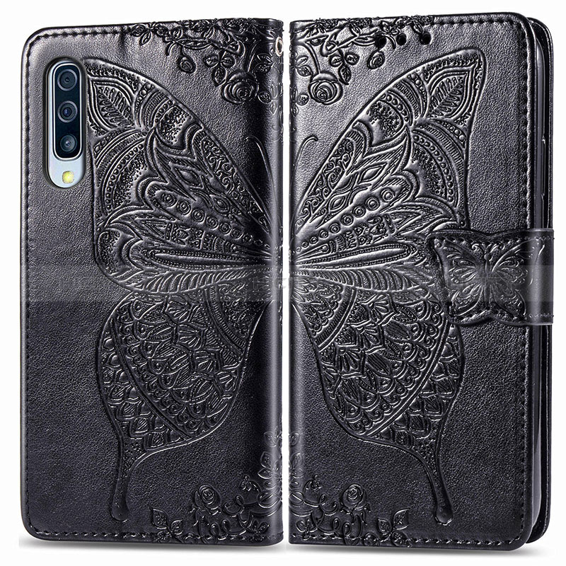 Funda de Cuero Cartera con Soporte Mariposa Carcasa para Samsung Galaxy A50S Negro