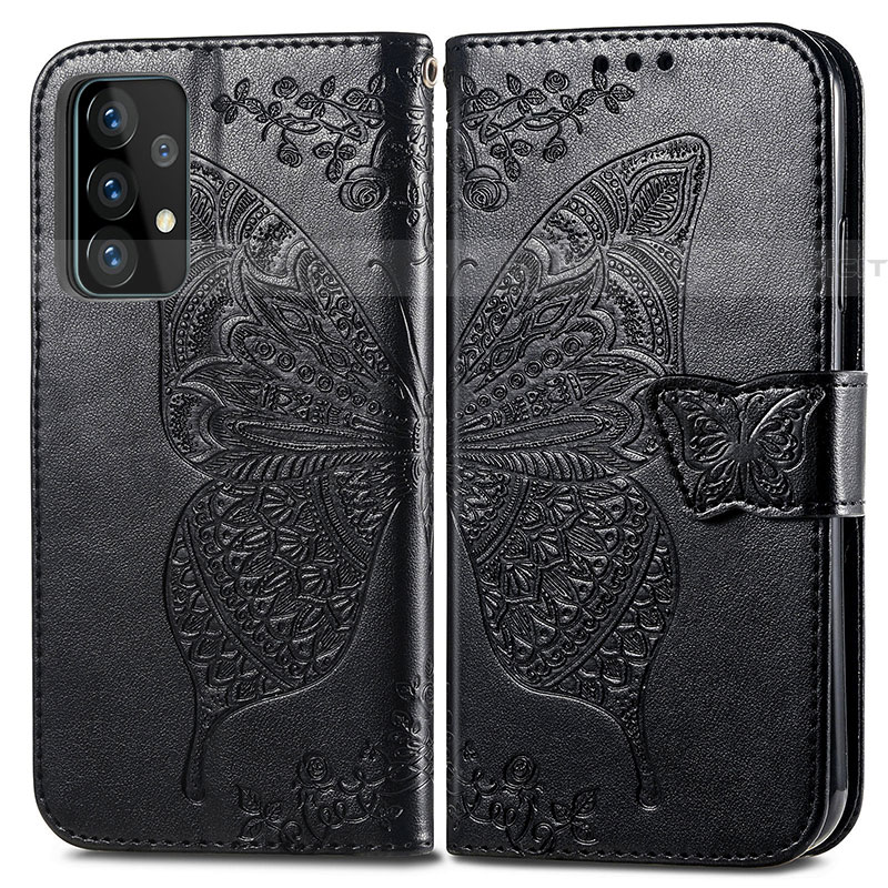 Funda de Cuero Cartera con Soporte Mariposa Carcasa para Samsung Galaxy A52 4G Negro