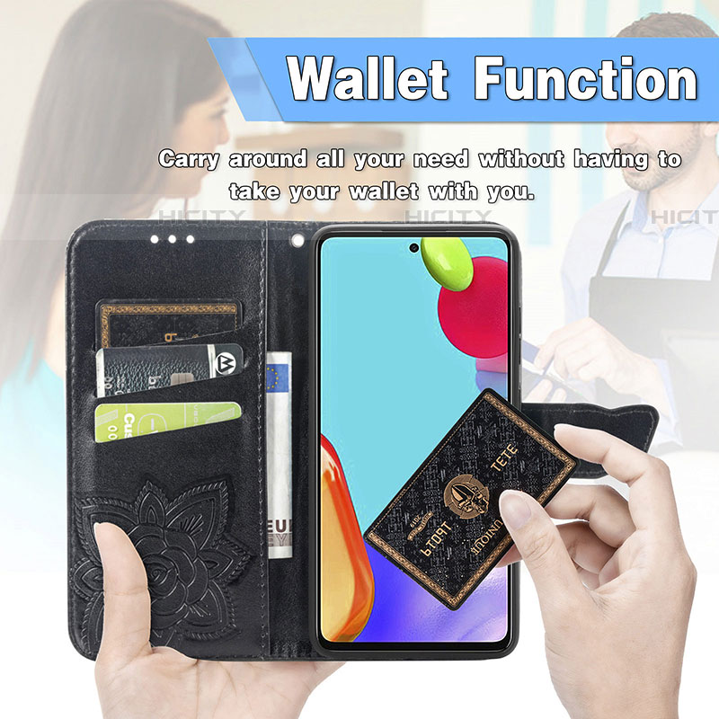 Funda de Cuero Cartera con Soporte Mariposa Carcasa para Samsung Galaxy A52 5G