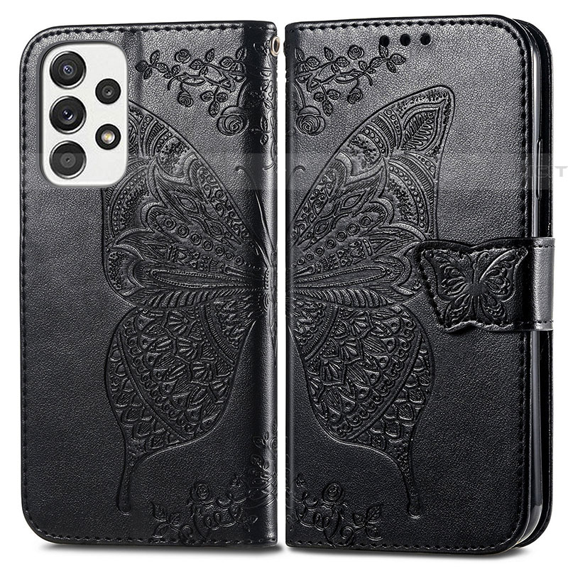 Funda de Cuero Cartera con Soporte Mariposa Carcasa para Samsung Galaxy A53 5G Negro