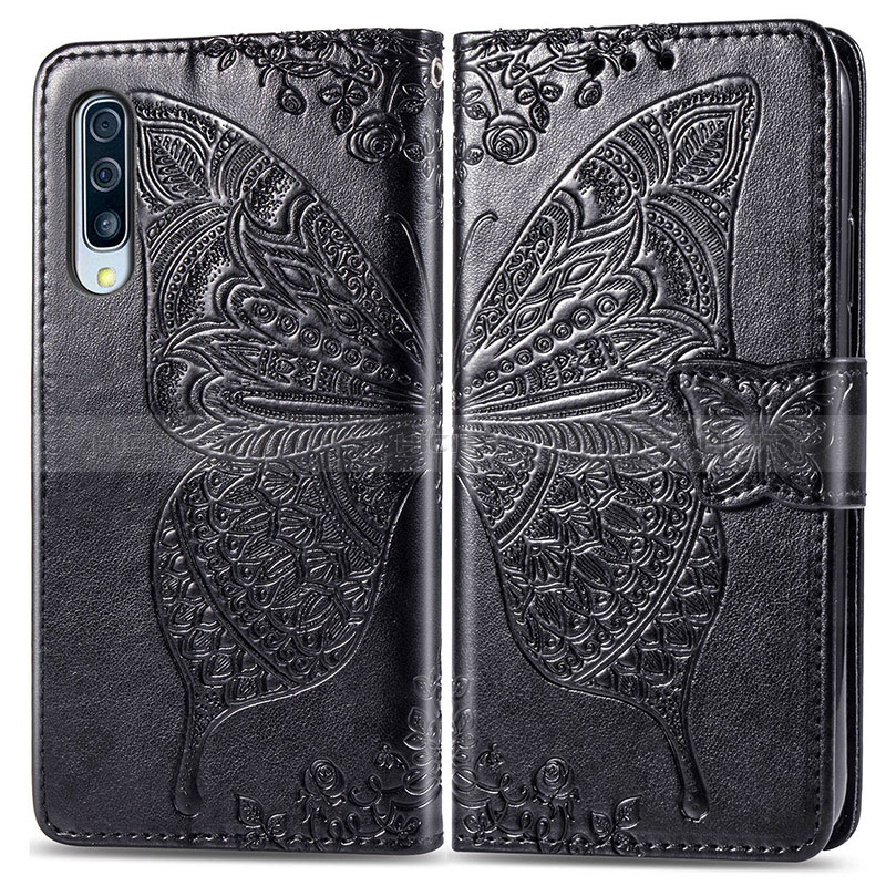 Funda de Cuero Cartera con Soporte Mariposa Carcasa para Samsung Galaxy A70S Negro