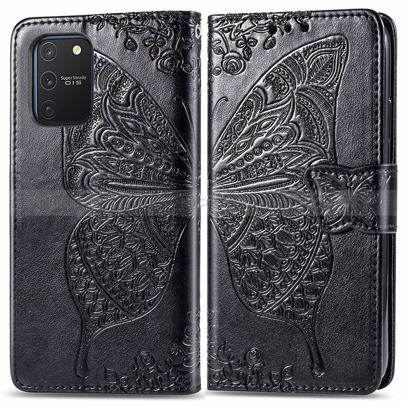 Funda de Cuero Cartera con Soporte Mariposa Carcasa para Samsung Galaxy A91 Negro