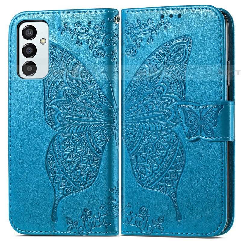 Funda de Cuero Cartera con Soporte Mariposa Carcasa para Samsung Galaxy F23 5G Azul