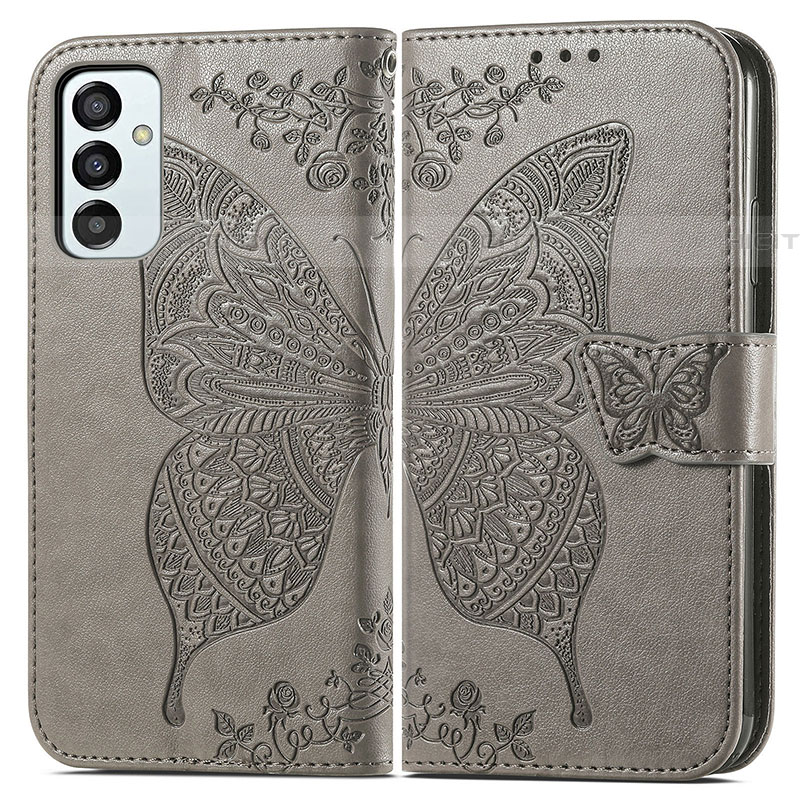 Funda de Cuero Cartera con Soporte Mariposa Carcasa para Samsung Galaxy F23 5G Gris