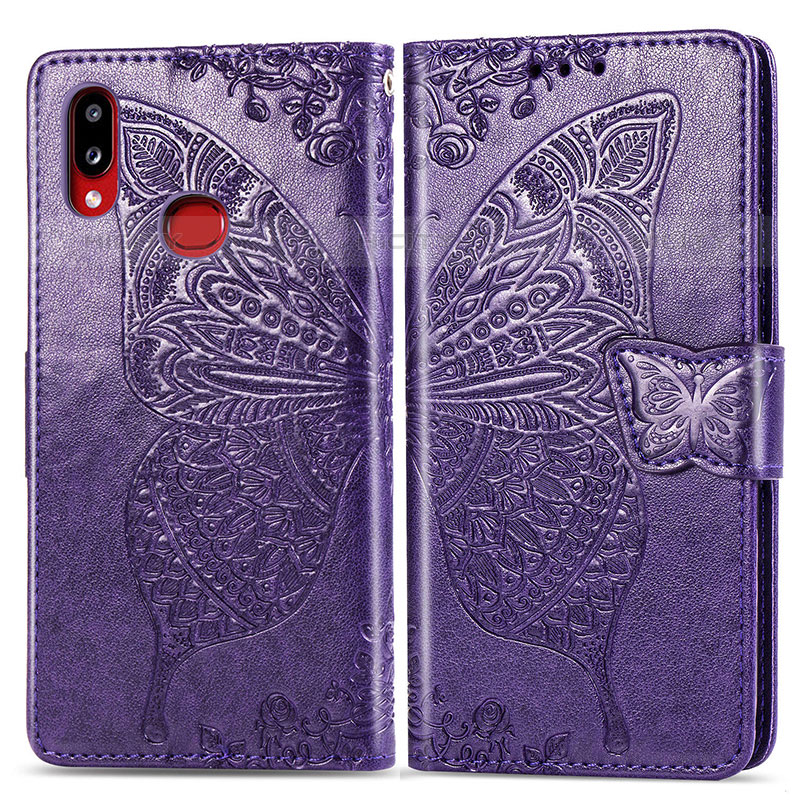 Funda de Cuero Cartera con Soporte Mariposa Carcasa para Samsung Galaxy M01s Morado