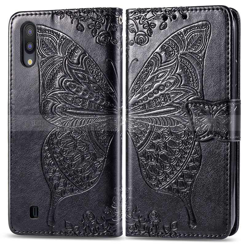 Funda de Cuero Cartera con Soporte Mariposa Carcasa para Samsung Galaxy M10 Negro