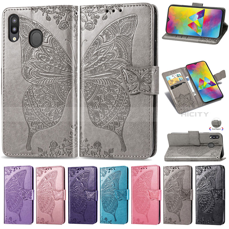 Funda de Cuero Cartera con Soporte Mariposa Carcasa para Samsung Galaxy M20