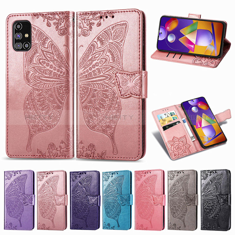 Funda de Cuero Cartera con Soporte Mariposa Carcasa para Samsung Galaxy M31s