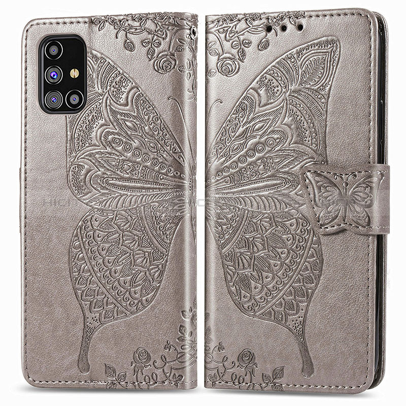 Funda de Cuero Cartera con Soporte Mariposa Carcasa para Samsung Galaxy M31s Gris