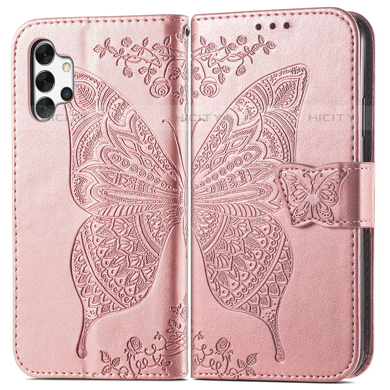 Funda de Cuero Cartera con Soporte Mariposa Carcasa para Samsung Galaxy M32 5G Rosa