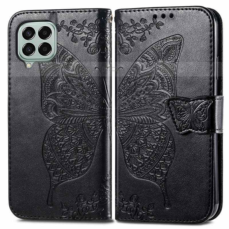 Funda de Cuero Cartera con Soporte Mariposa Carcasa para Samsung Galaxy M33 5G Negro