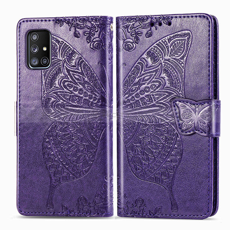 Funda de Cuero Cartera con Soporte Mariposa Carcasa para Samsung Galaxy M40S Morado