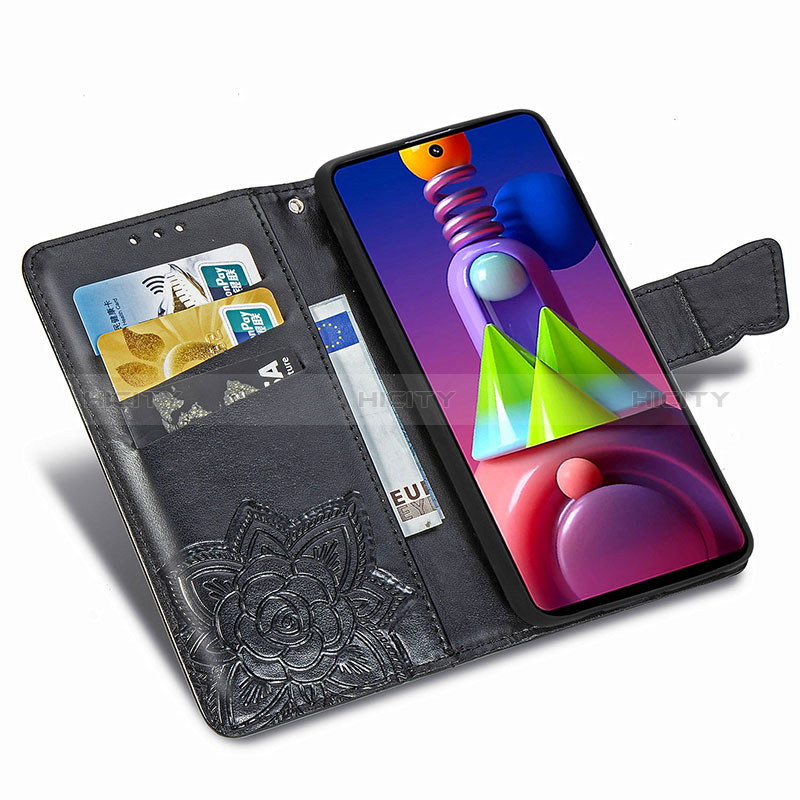 Funda de Cuero Cartera con Soporte Mariposa Carcasa para Samsung Galaxy M51